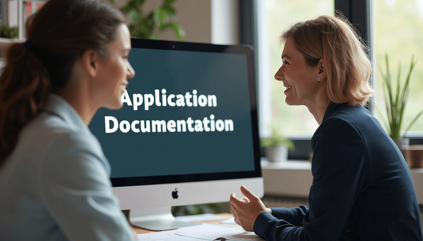 Applicant meeting lawyer with citizenship paperwork in daylight office