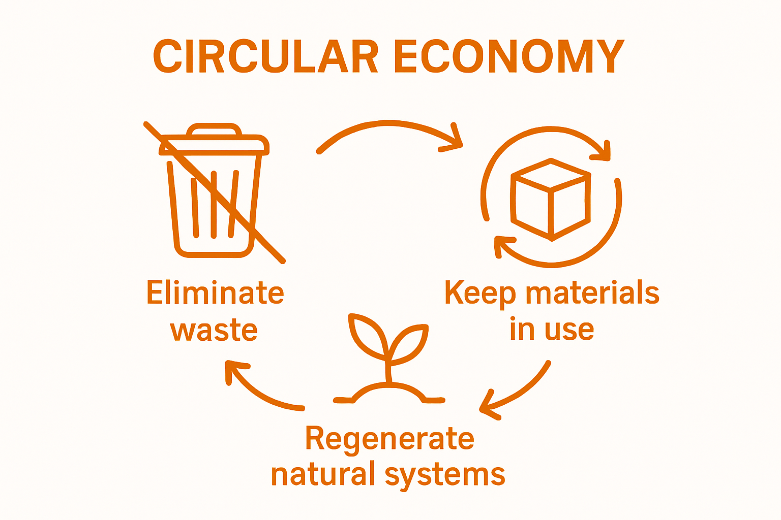 Infographic showing three core circular economy principles