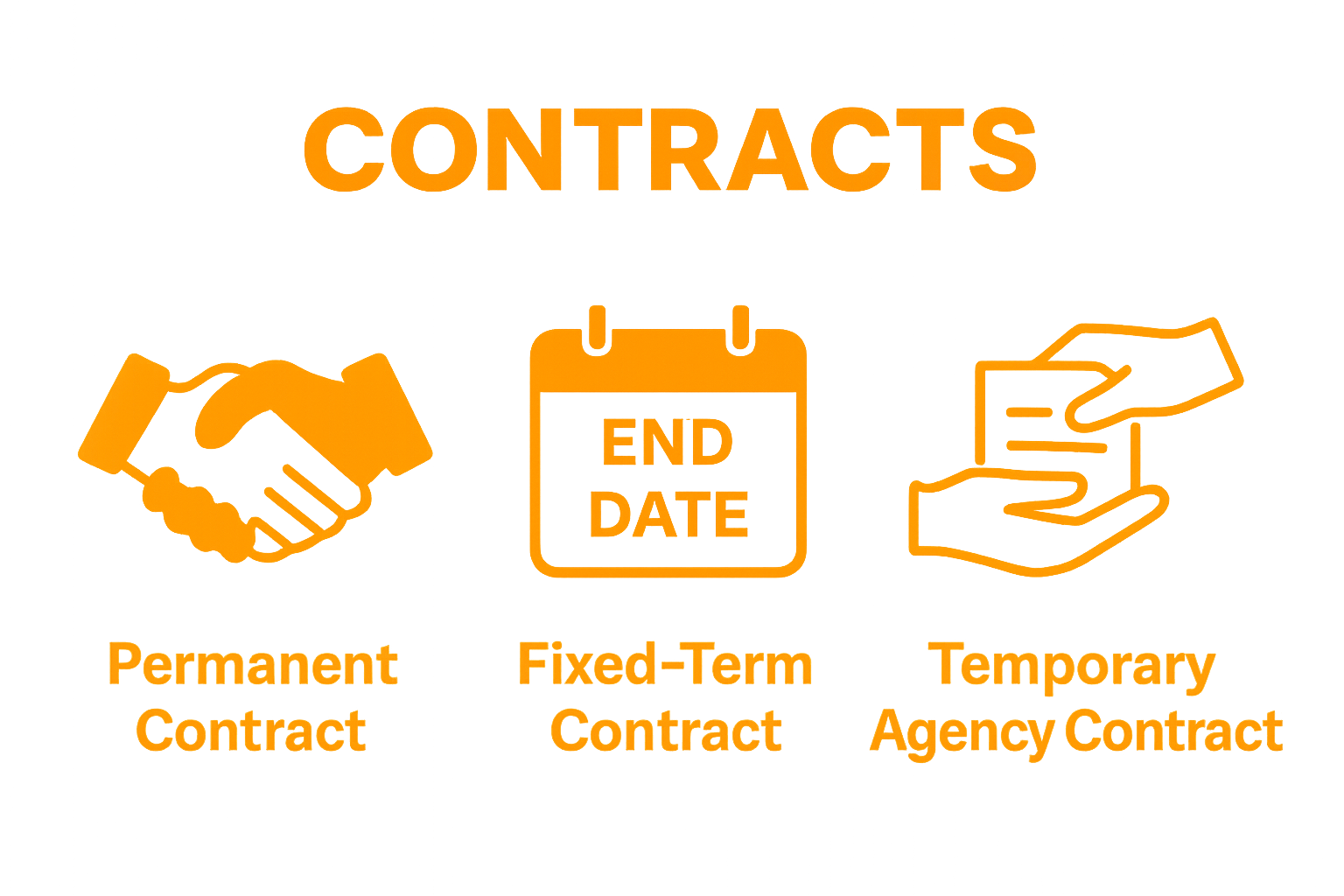 Infographic comparing three types of Dutch employment contracts