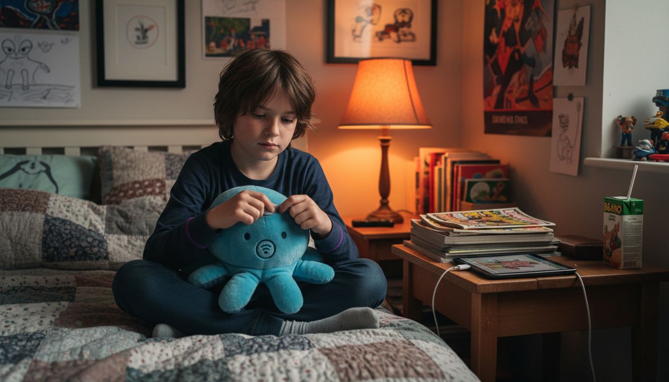Child holding NFC plush for calm