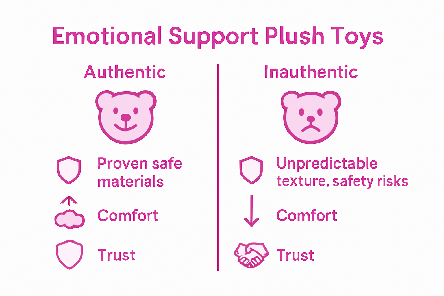 Infographic comparing authentic and counterfeit plush features