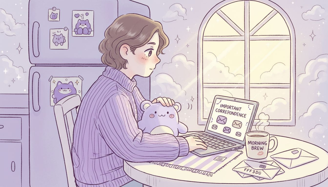 Adult using plush toy at kitchen workspace