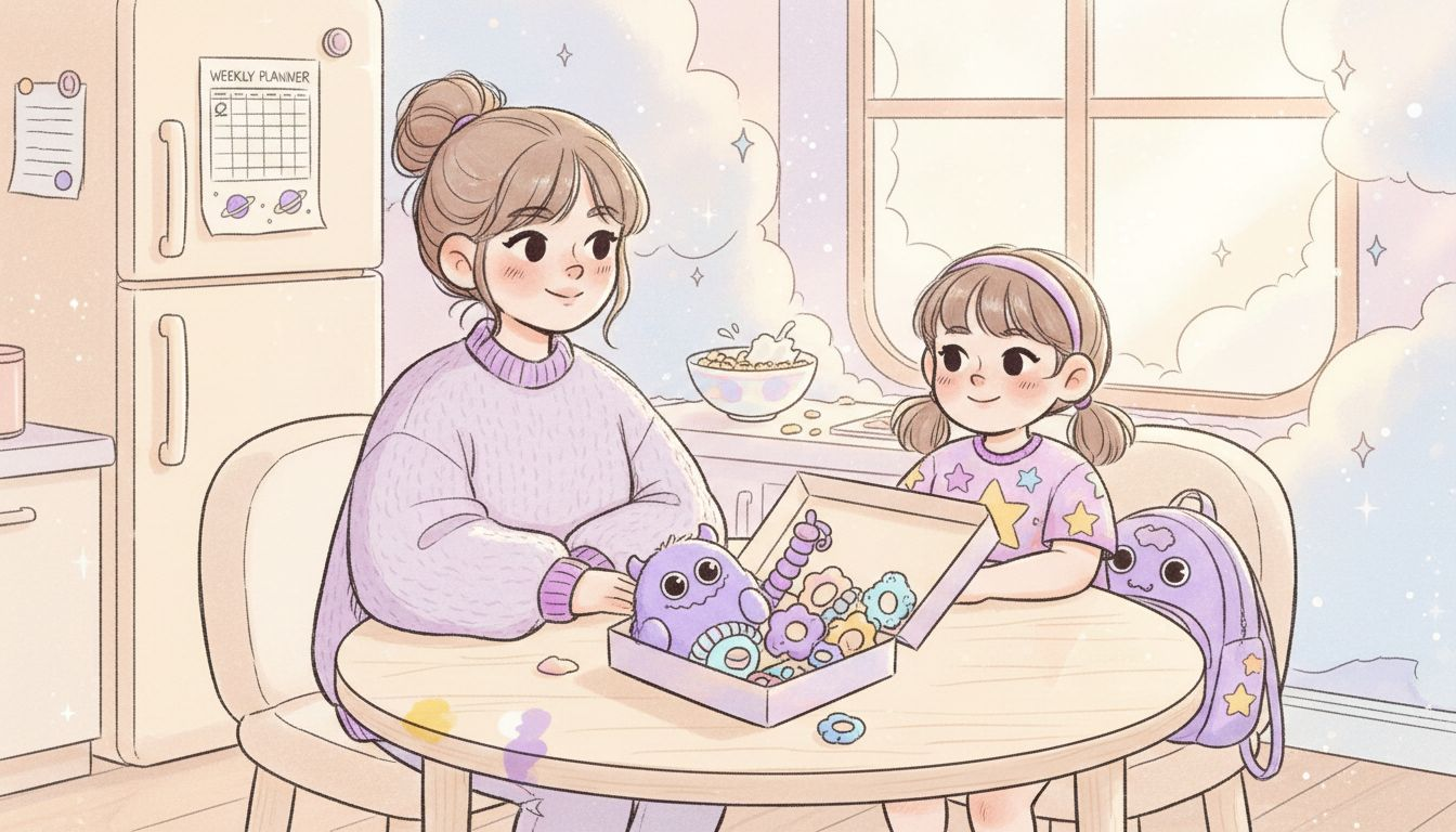 Parent and child choosing sensory toys