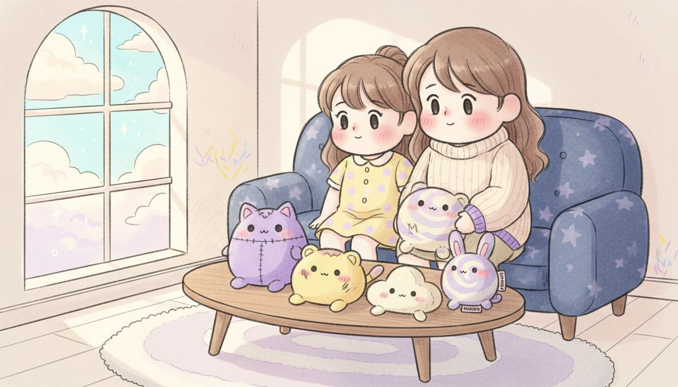 Choosing weighted plush toys together