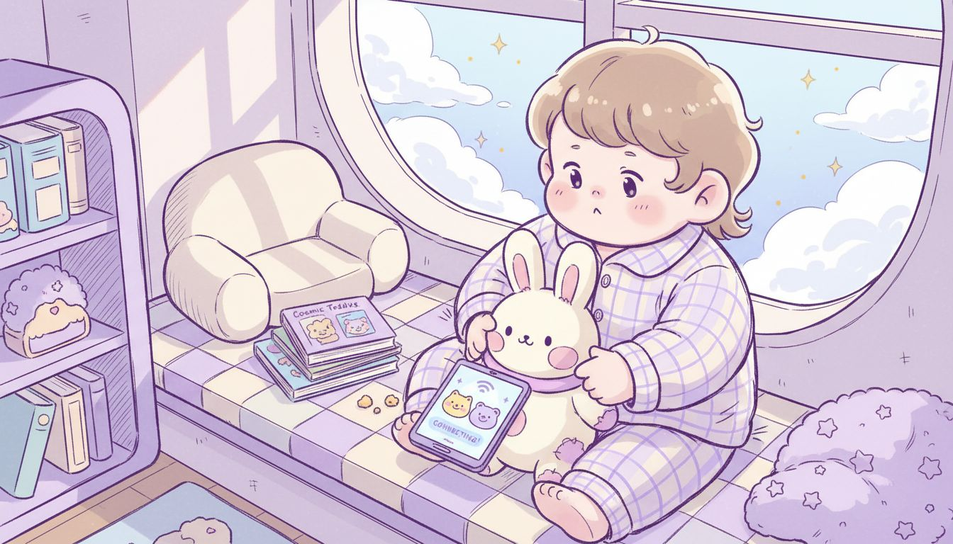 Child using NFC plush and phone app