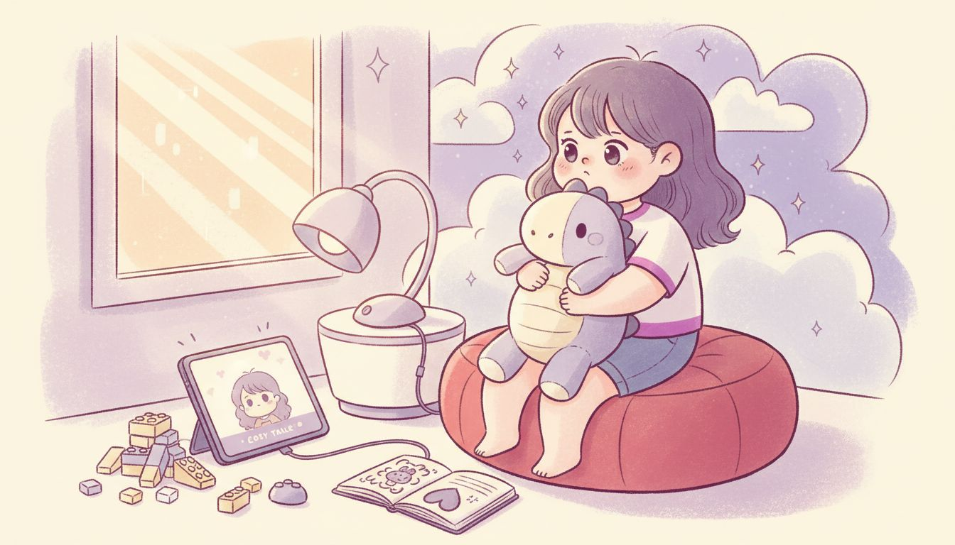 Child with weighted plush sensory toy