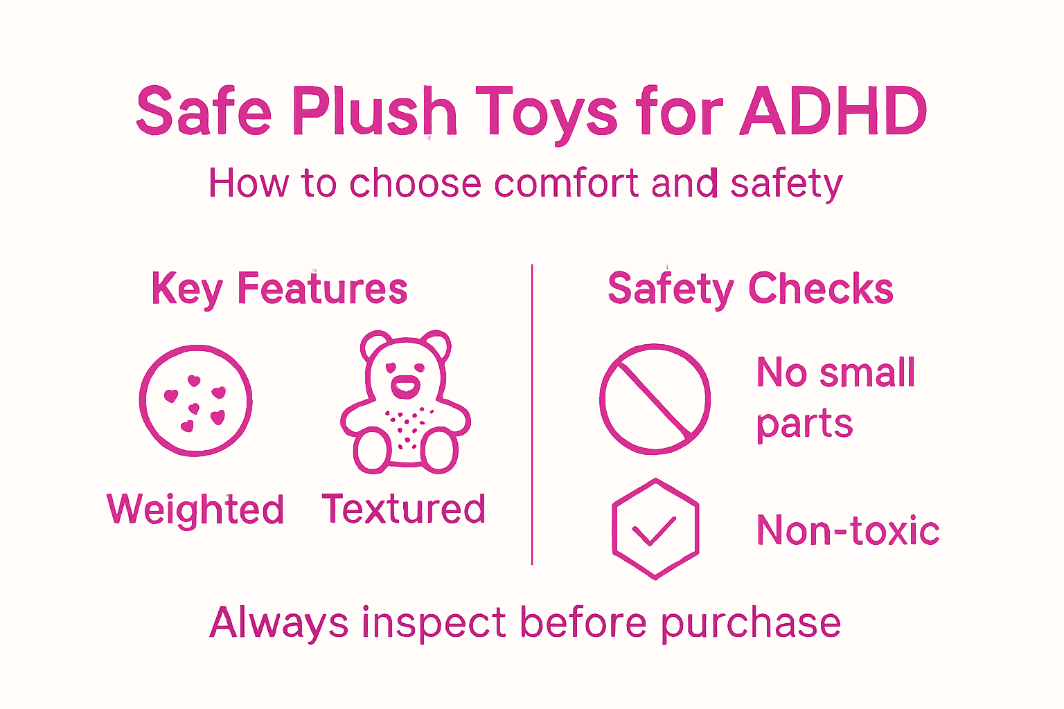 Infographic on safe plush toy choices for ADHD
