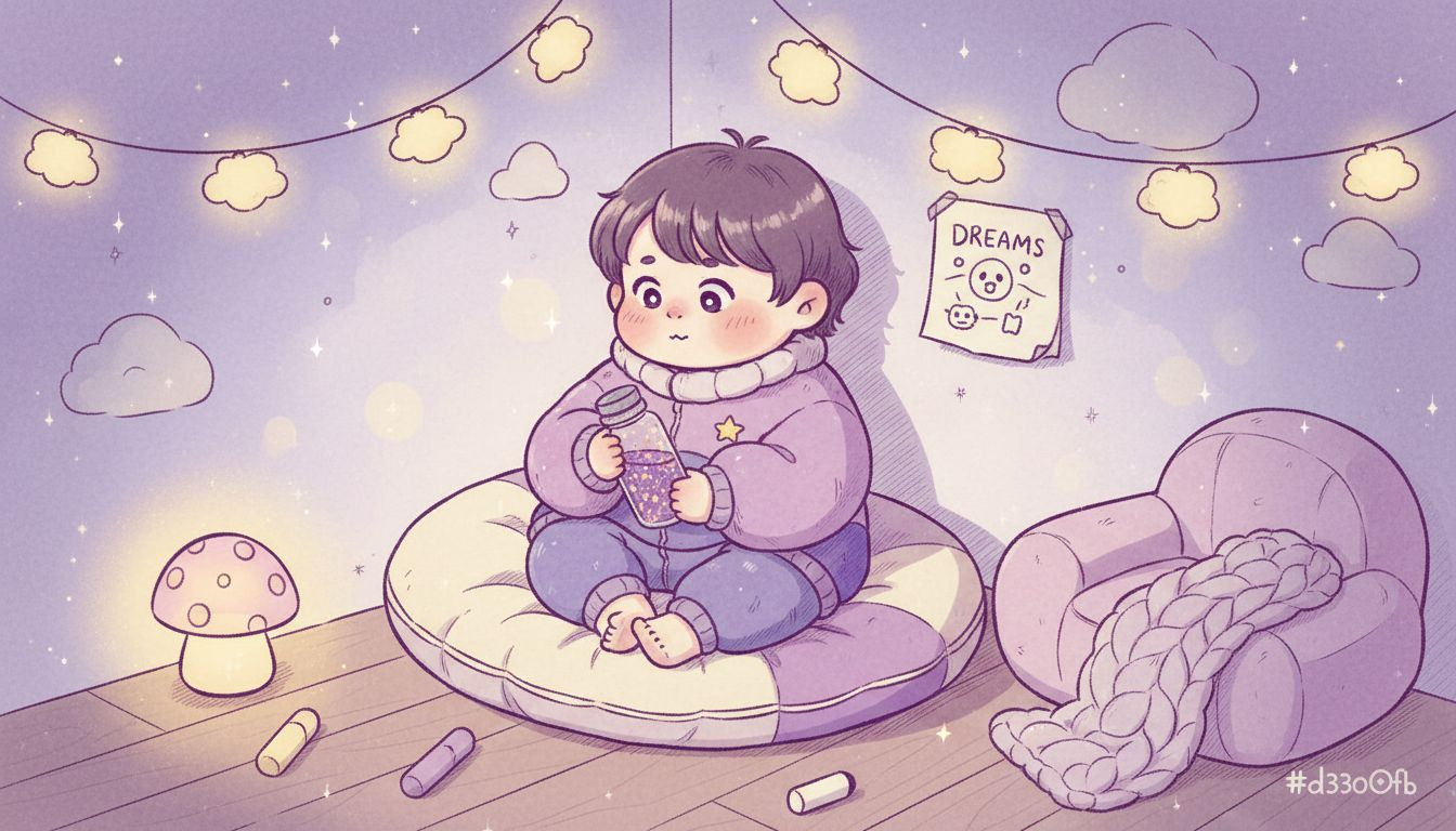 Child relaxing in calm sensory play corner