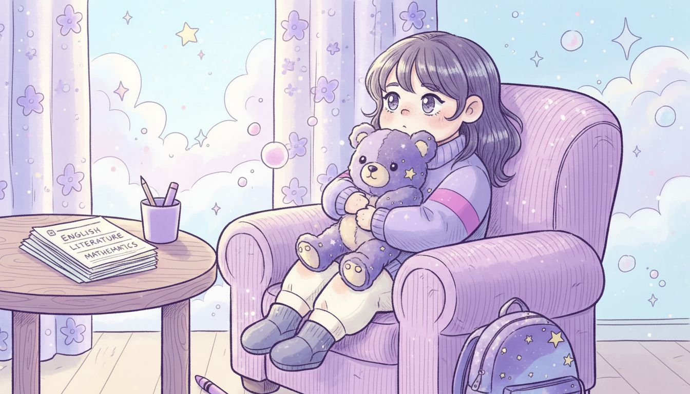 Girl using weighted plush toy for calm