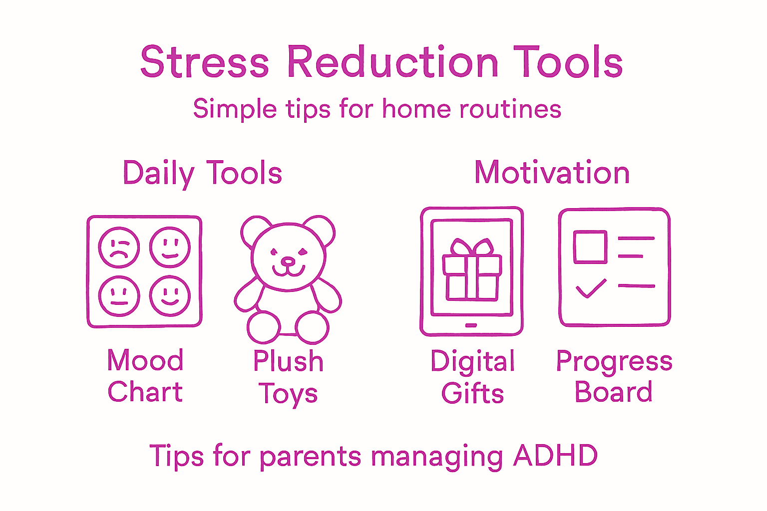 Infographic on stress reduction tools for ADHD