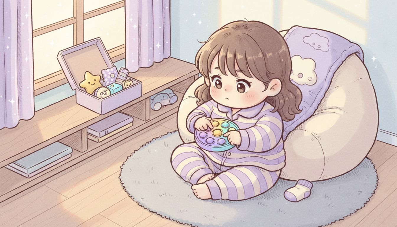 Child playing calmly with a fidget toy