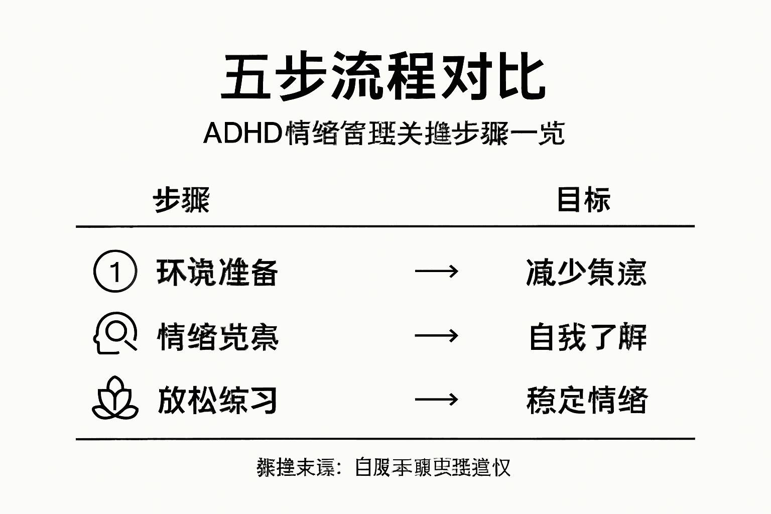 ADHD情绪管理五步法对比图