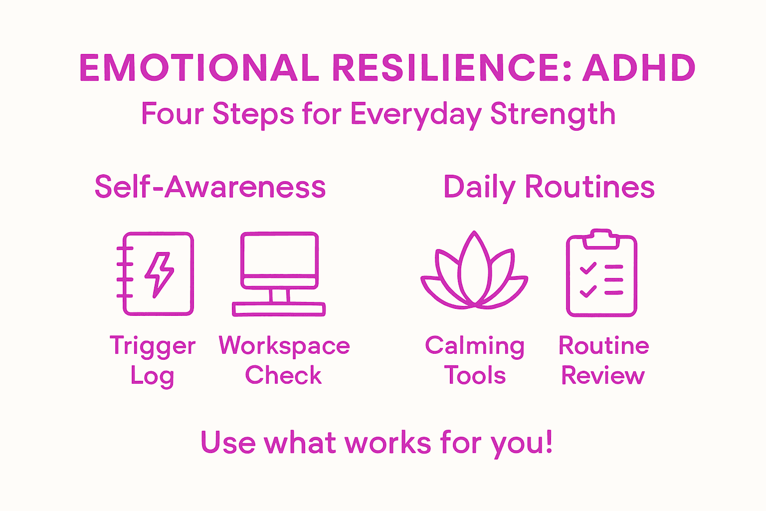 Infographic on ADHD resilience with four simple steps