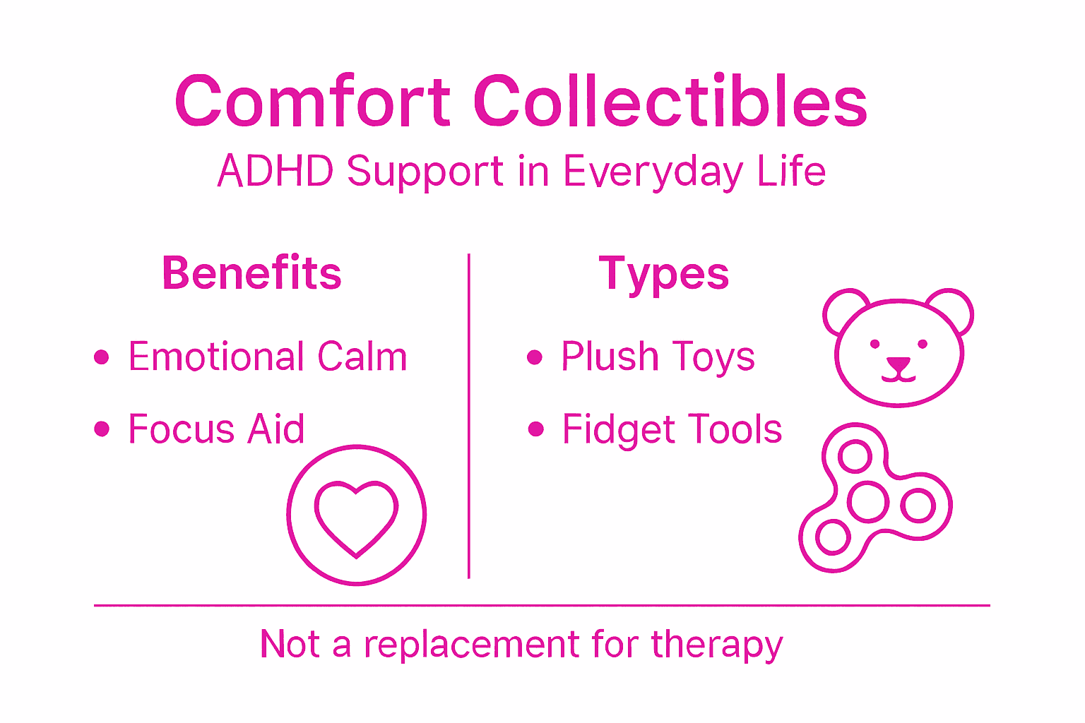 Infographic on comfort collectibles and ADHD support