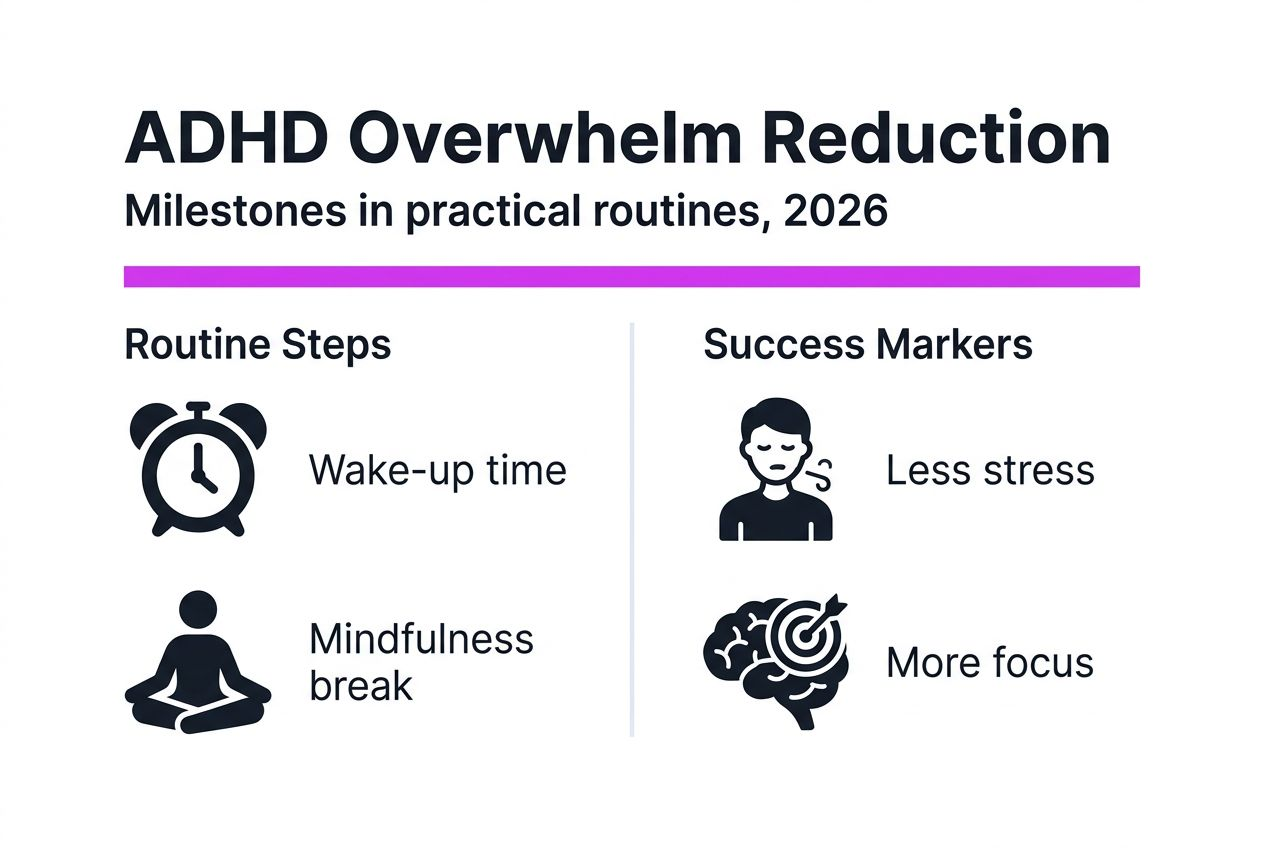 Infographic with ADHD milestones and routines