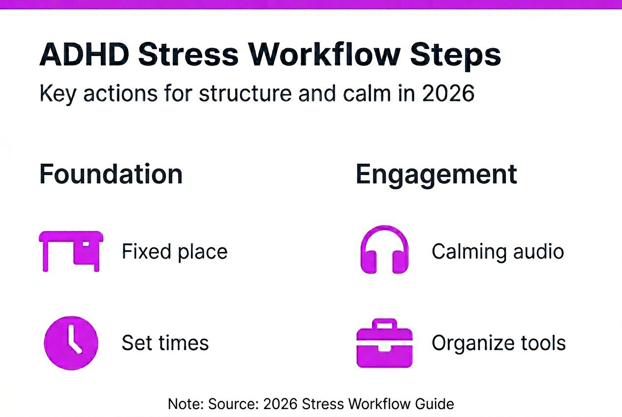 Infographic of ADHD stress workflow steps