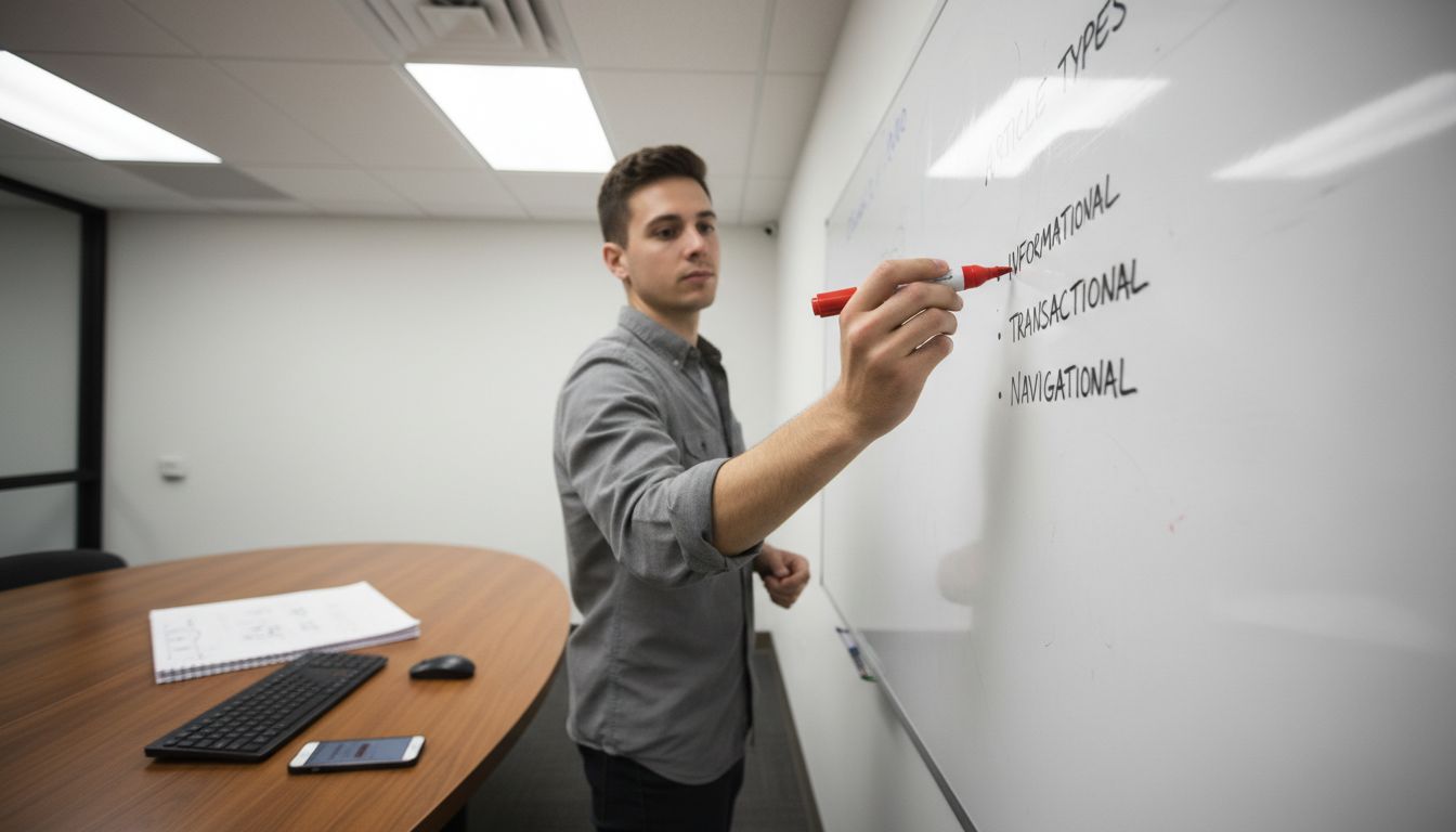 Agency manager outlining SEO article types