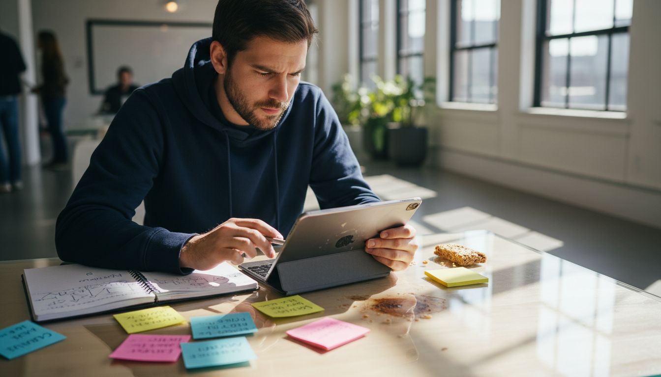 Marketer working on AI content creation tasks