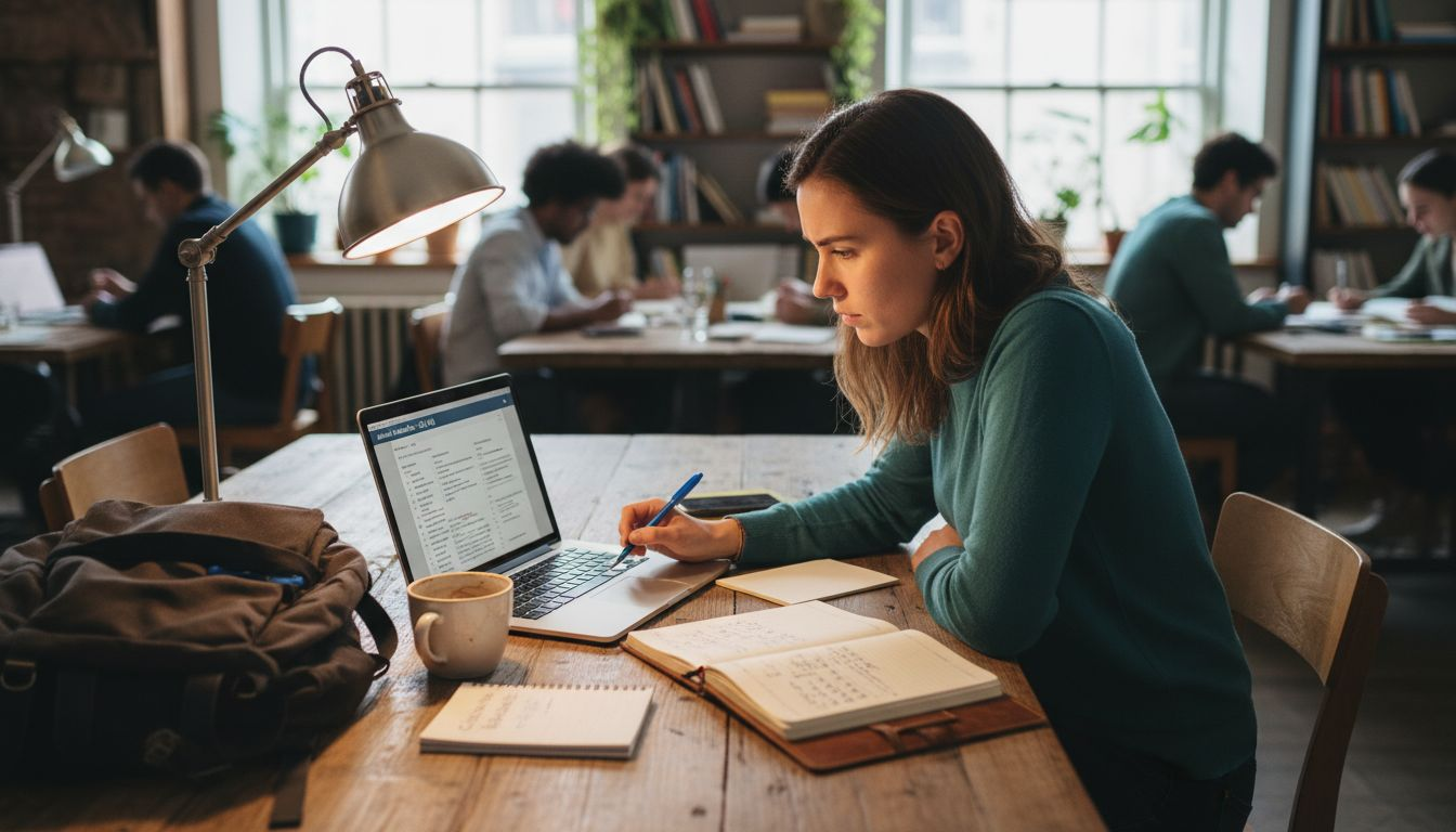 Writer organizing structured content on laptop