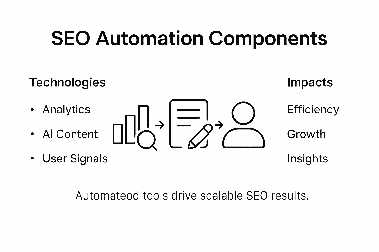 Infographic for SEO automation components and impacts