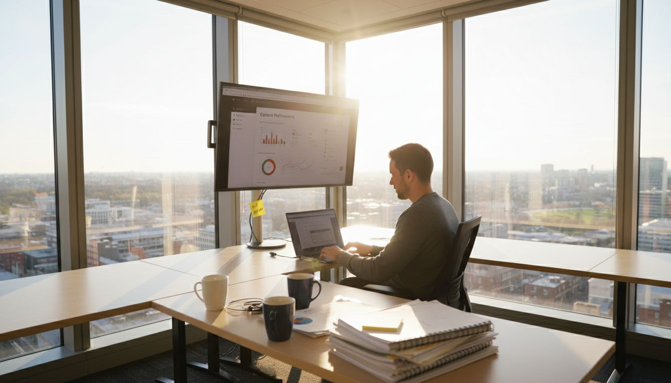 Digital marketer working on AI content creation