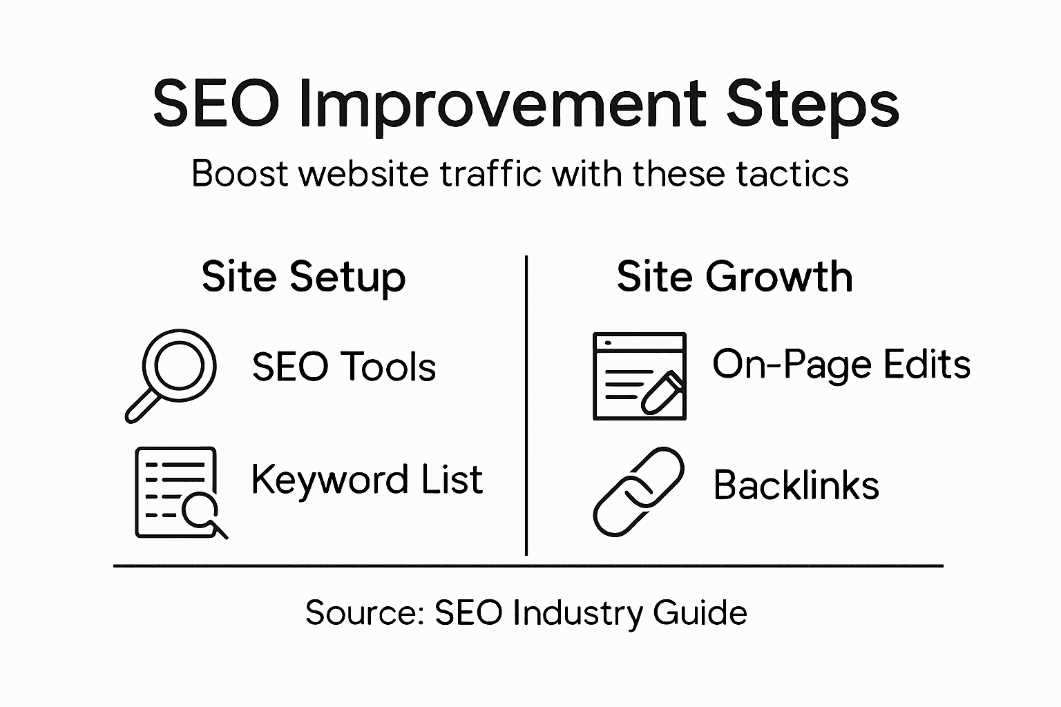 Infographic showing steps to improve website SEO