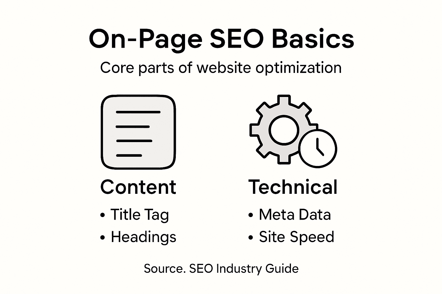 Infographic showing on-page SEO core elements
