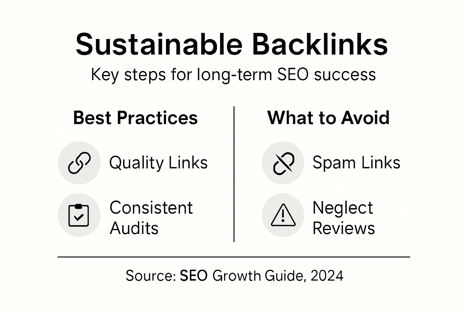 Infographic outlining sustainable backlink best practices