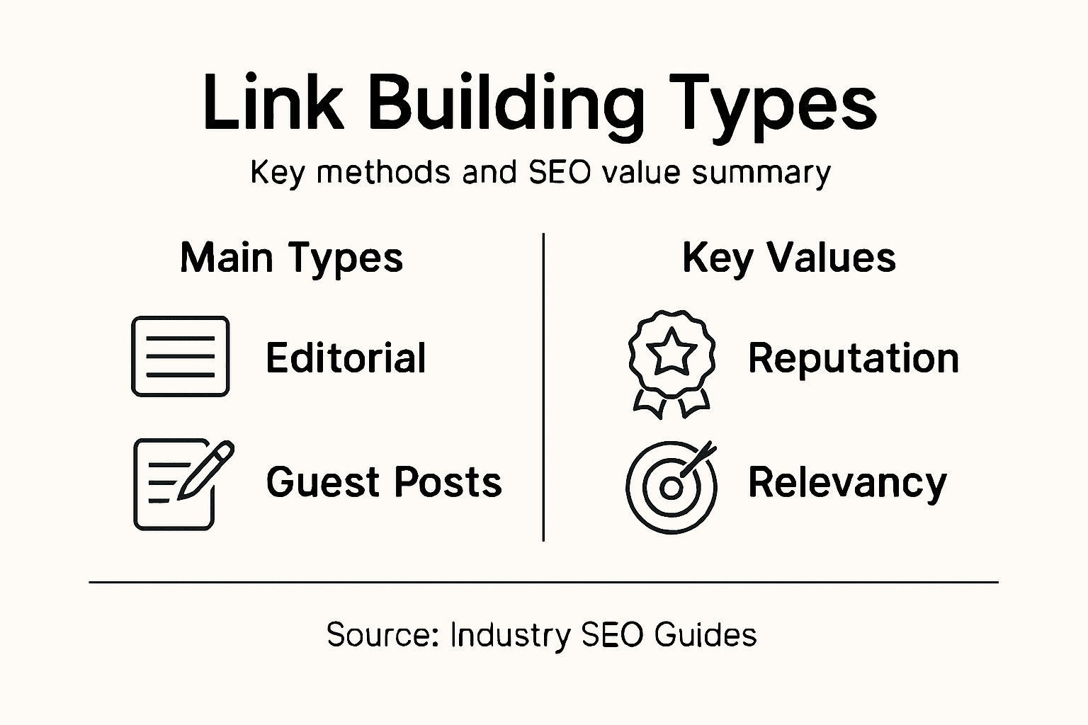 Infographic shows link building types and value