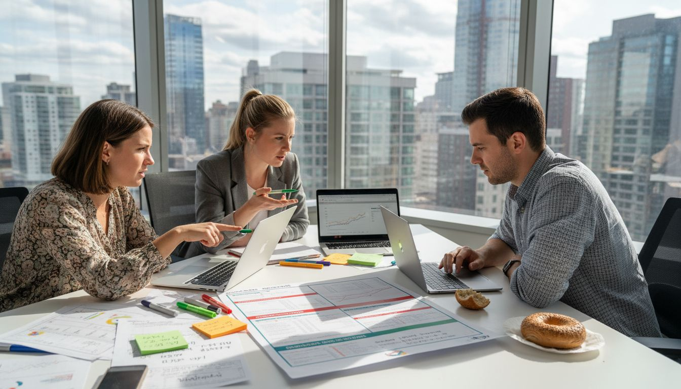 SEO team collaborating on agency checklist