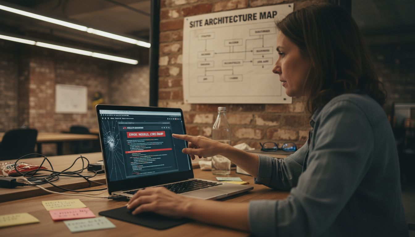 Developer auditing website with diagnostic tools