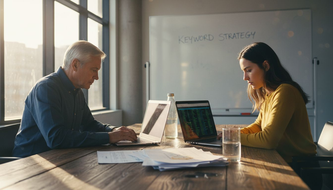 SEO specialists comparing keyword research tools