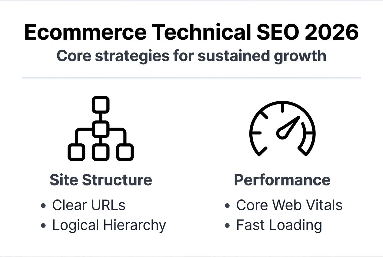 Infographic of core ecommerce SEO strategies