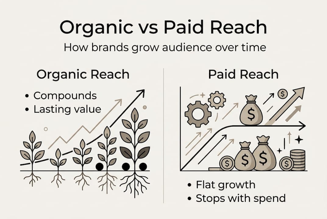 Infographic comparing organic and paid reach