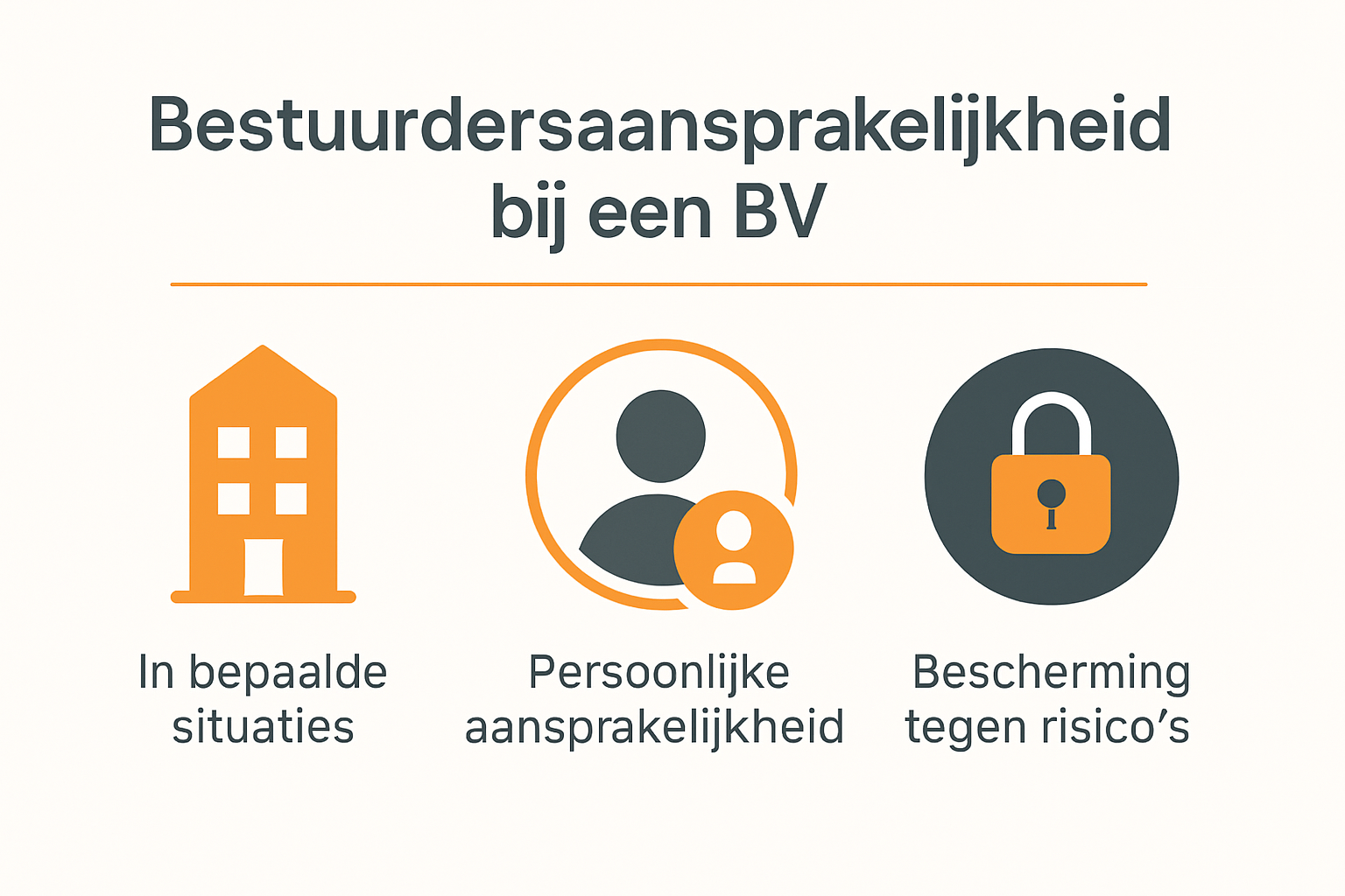 Infographic over bestuurdersaansprakelijkheid bij BV, risico's en bescherming
