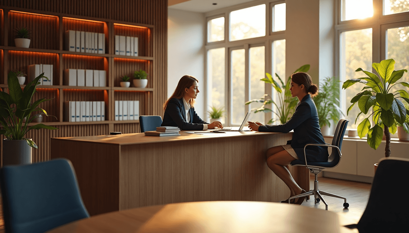 Dutch legal consultants meet at a sunlit office desk