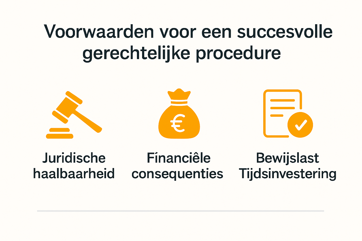 Infographic van voorwaarden voor gerechtelijke procedure