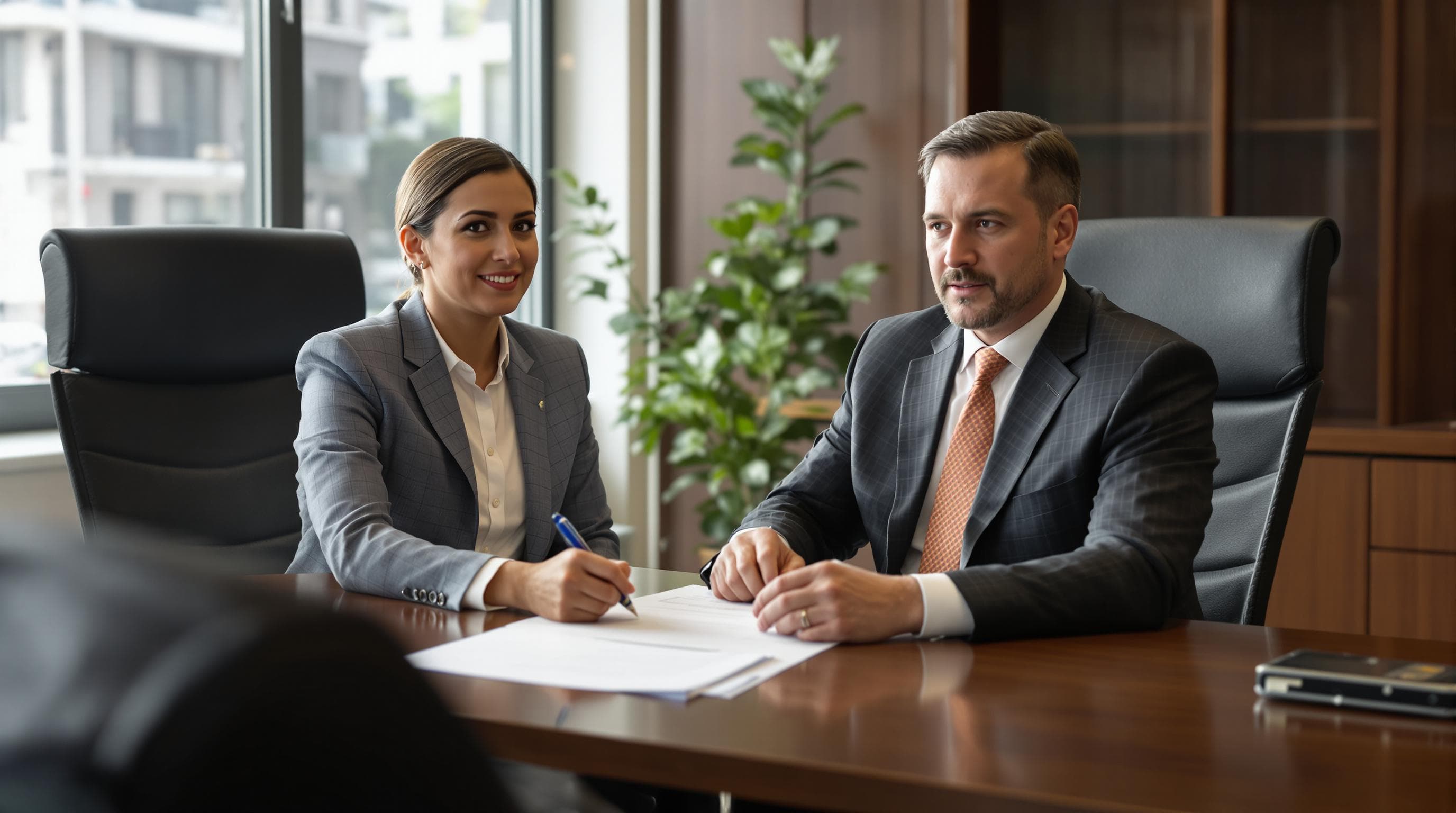 Verdachte en OM-medewerker bespreken strafbeschikking aan bureau