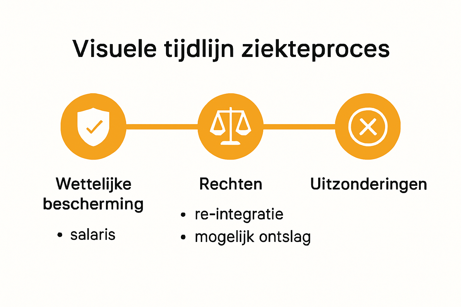 Infographic met tijdlijn wettelijke bescherming bij ontslag door ziekte