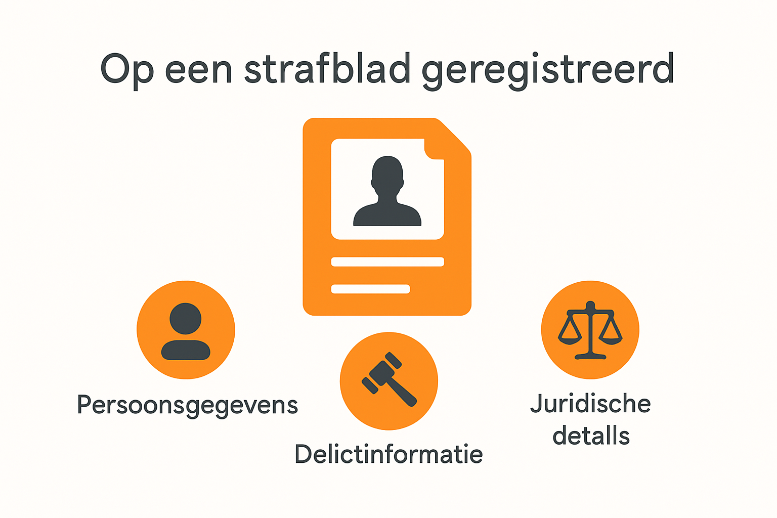 Schema van inhoud strafblad: persoonsgegevens, delictinfo en straffen
