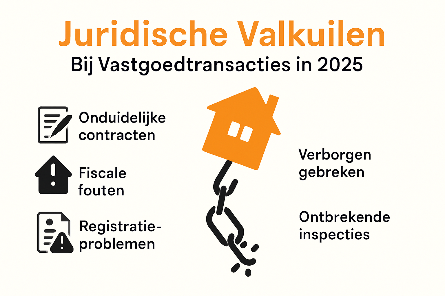 Infographic met vijf juridische valkuilen vastgoed