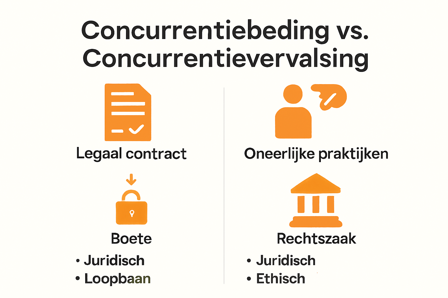 Infographic showing differences between concurrentiebeding en concurrentievervalsing