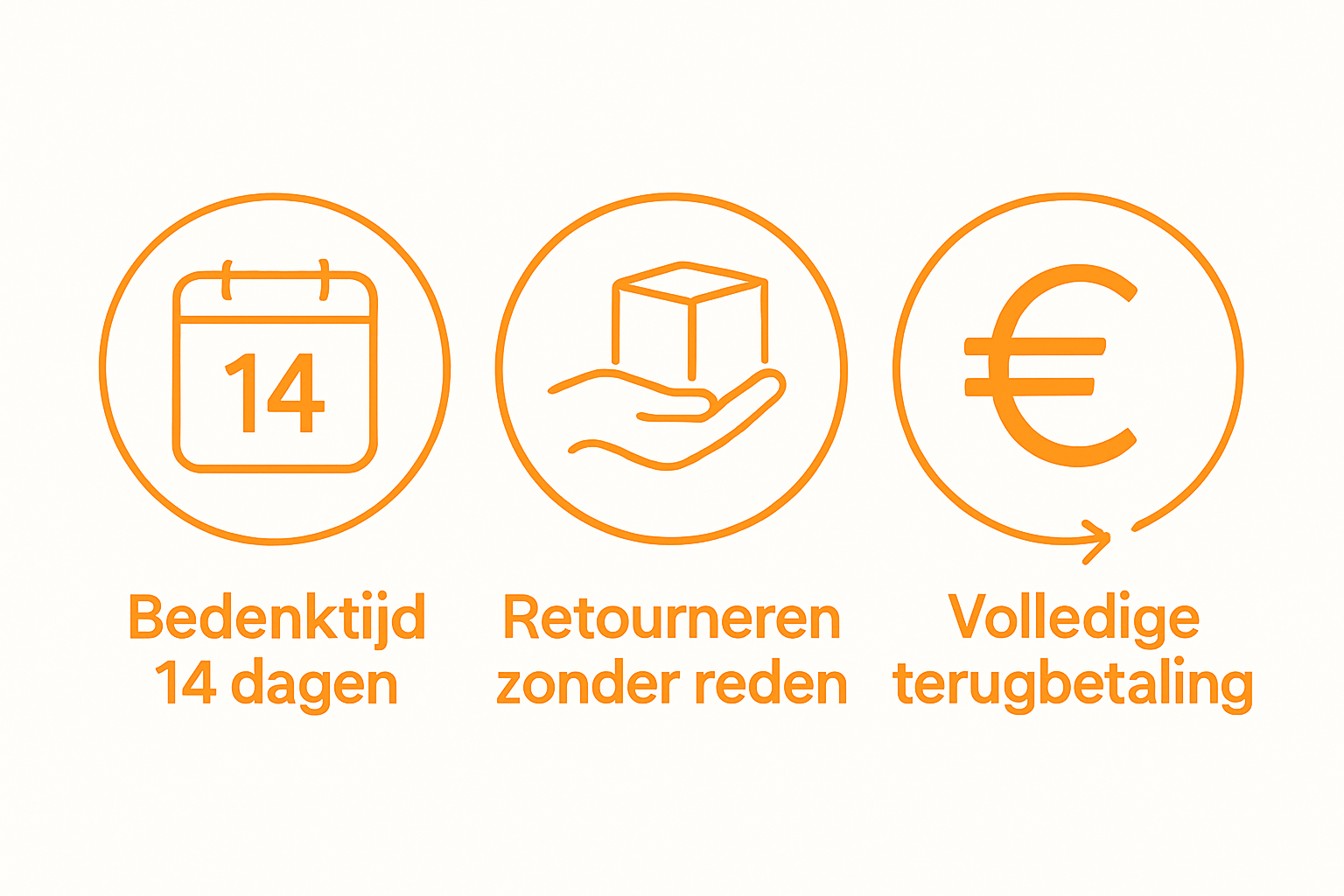 Infographic met bedenktijd, pakket retourneren en terugbetaling