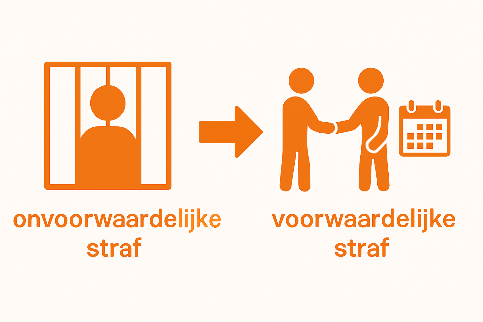 Vergelijking voorwaardelijke en onvoorwaardelijke straf pictogrammen