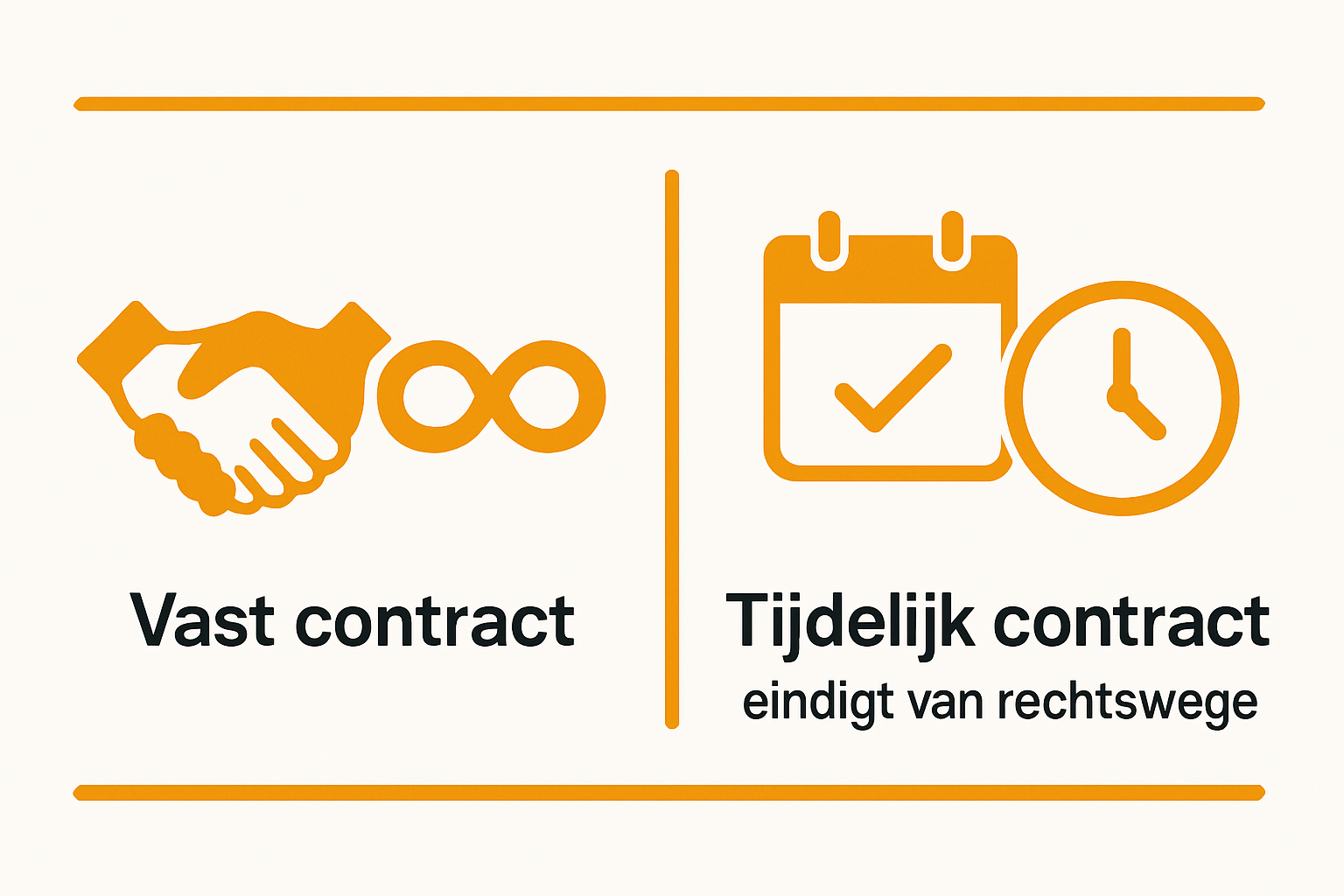 Vergelijking infographic van vast contract en tijdelijk arbeidscontract