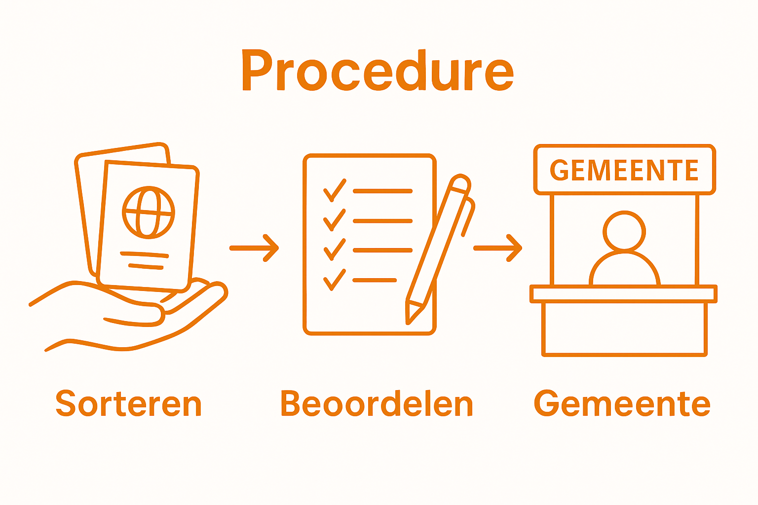 Infographic van het naamswijziging aanvraagproces in drie stappen