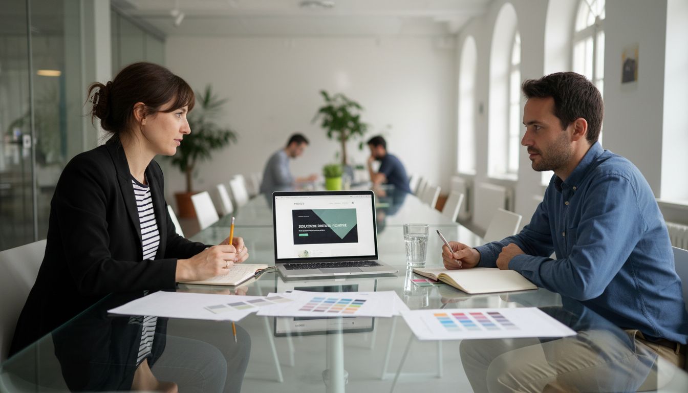 Revisione del mockup del sito web insieme al cliente e al web designer