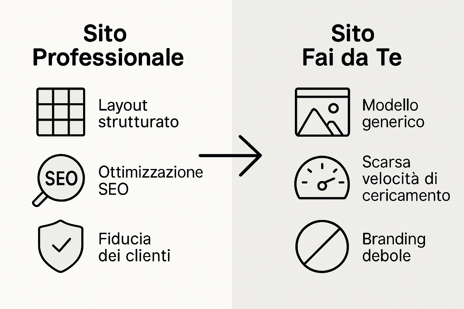 Infografica: confronto tra siti realizzati da professionisti e siti fai-da-te