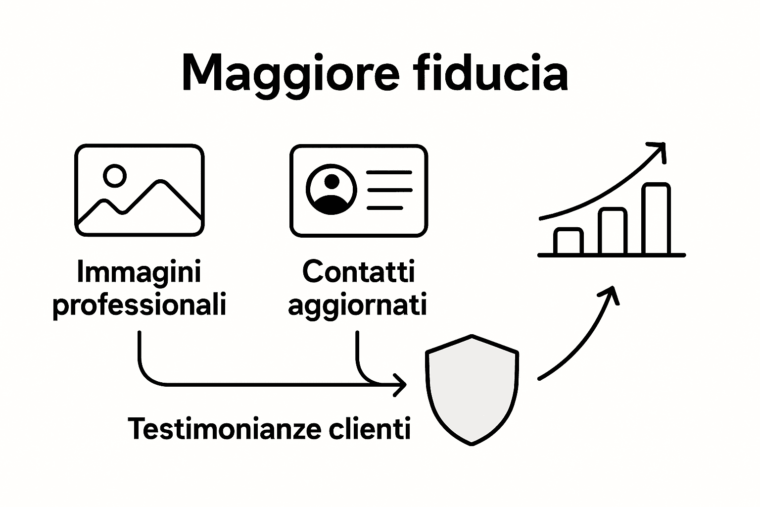 Infografica comparativa sulle principali caratteristiche che aumentano la fiducia nei siti web