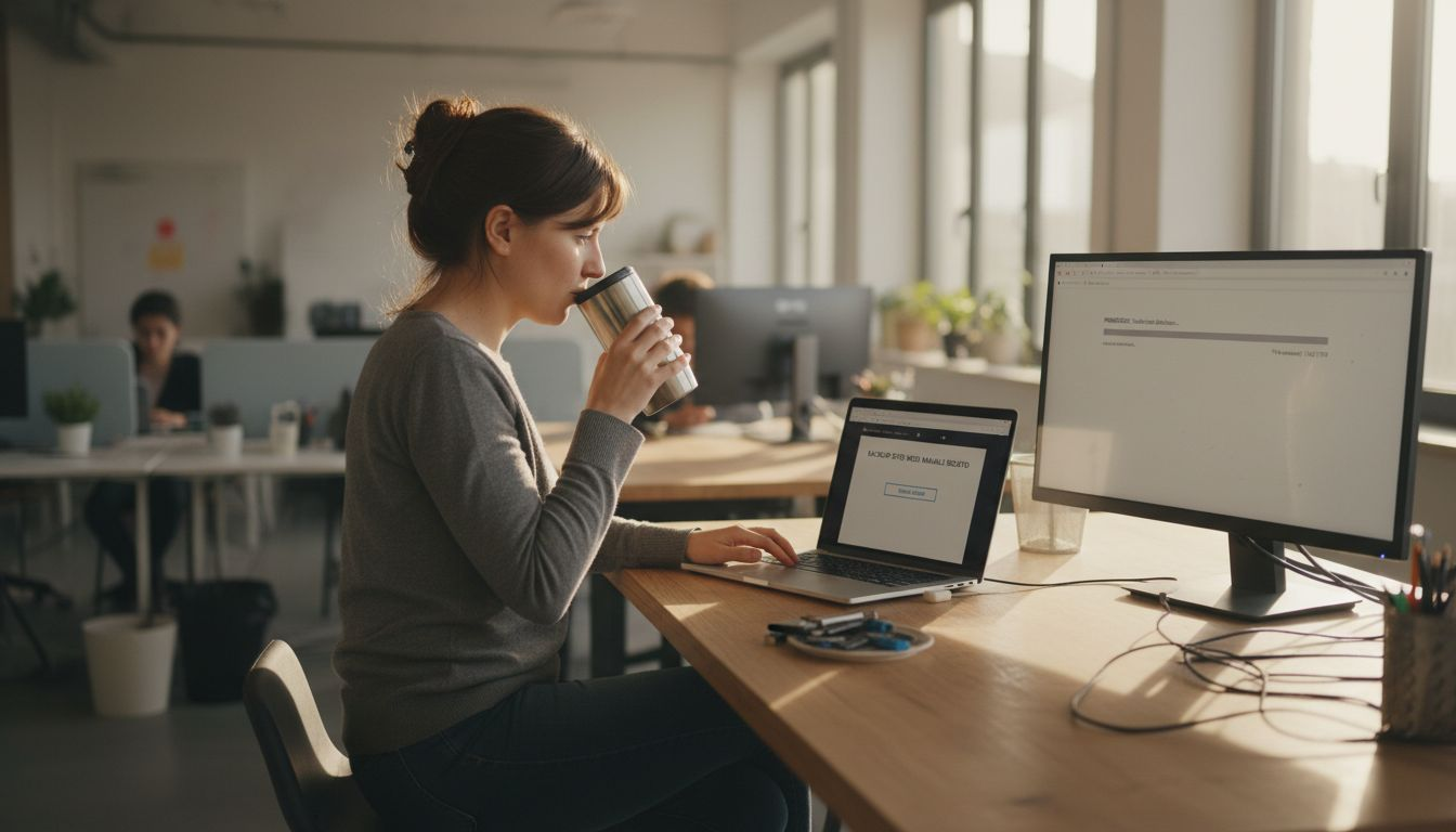 Un dipendente si occupa del backup del sito web direttamente dalla propria scrivania.